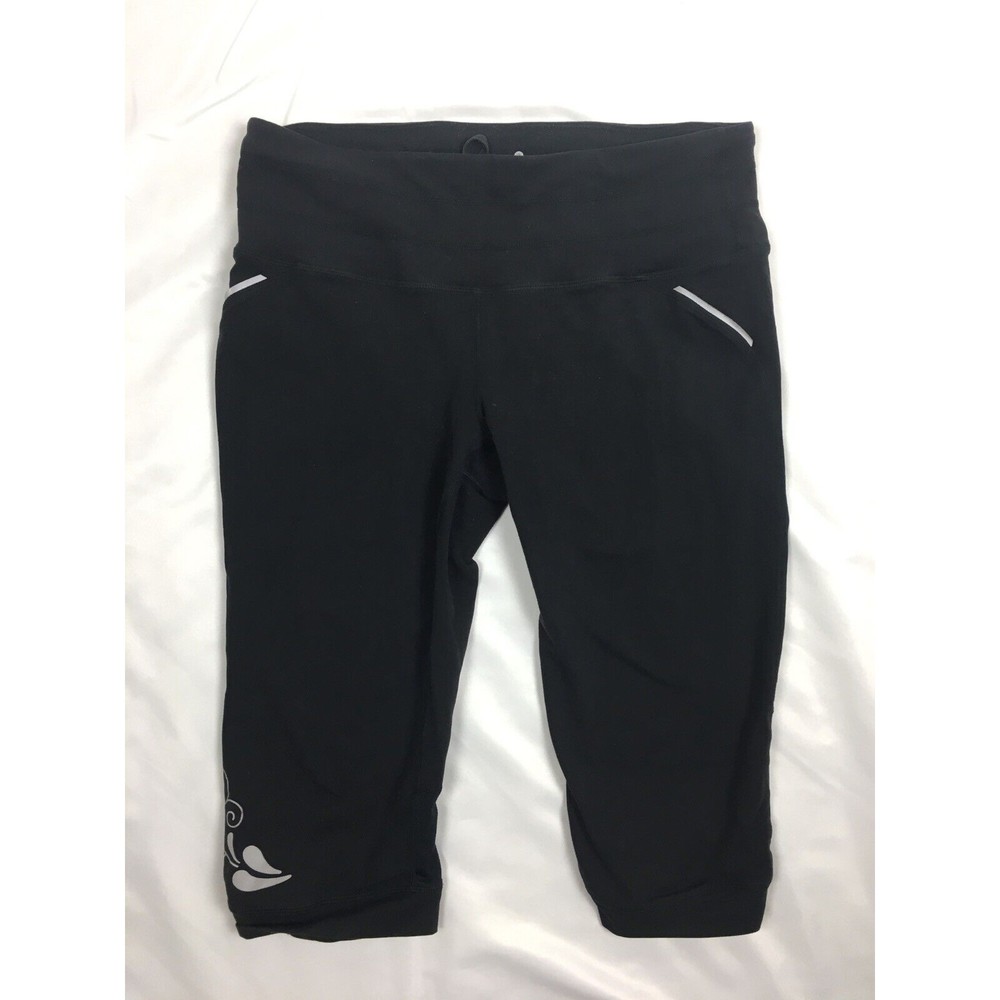 Athleta Women MEDIUM Black Capri Leggings Pants‎ Athletic Yoga #268505
